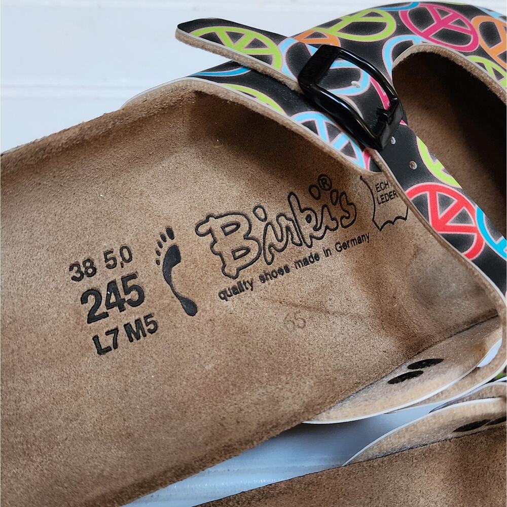 Birkenstock Birki's Peace Sign Print Mary Jane Clogs Size 7 Women's/5 Men's - Picture 9 of 10